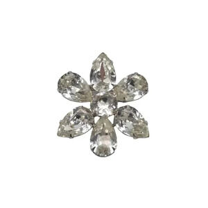 Weiss Co. Clear Crystal Flower Brooch Pin Silver Tone Vintage